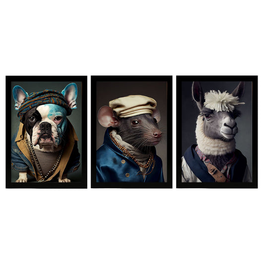 Nacnic Human Animal Bulldog Llama Rabit. Estampados de arte de pared estético para el diseño de dormitorio o sala de estar-Artwork-Nacnic-A4-Sin marco-Nacnic Estudio SL