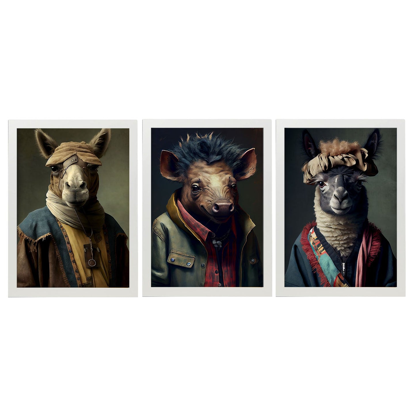 Nacnic Human Animal Camel Llama Wild Boar. Estampados de arte de pared estético para el diseño de dormitorio o sala de estar-Artwork-Nacnic-A4-Marco Blanco-Nacnic Estudio SL