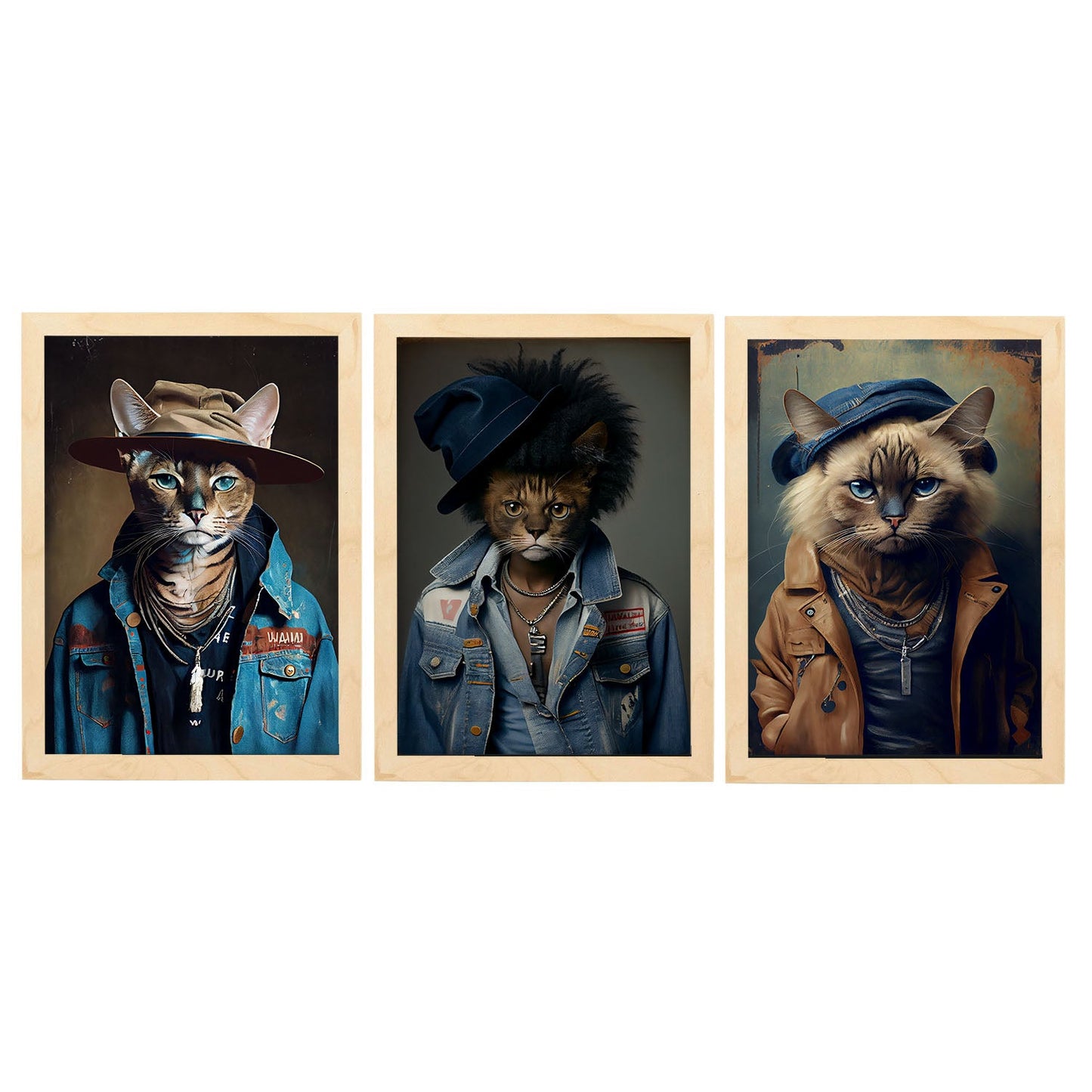 Nacnic Human Animal Cat Havana Munchkin. Estampados de arte de pared estético para el diseño de dormitorio o sala de estar-Artwork-Nacnic-A4-Marco Madera clara-Nacnic Estudio SL