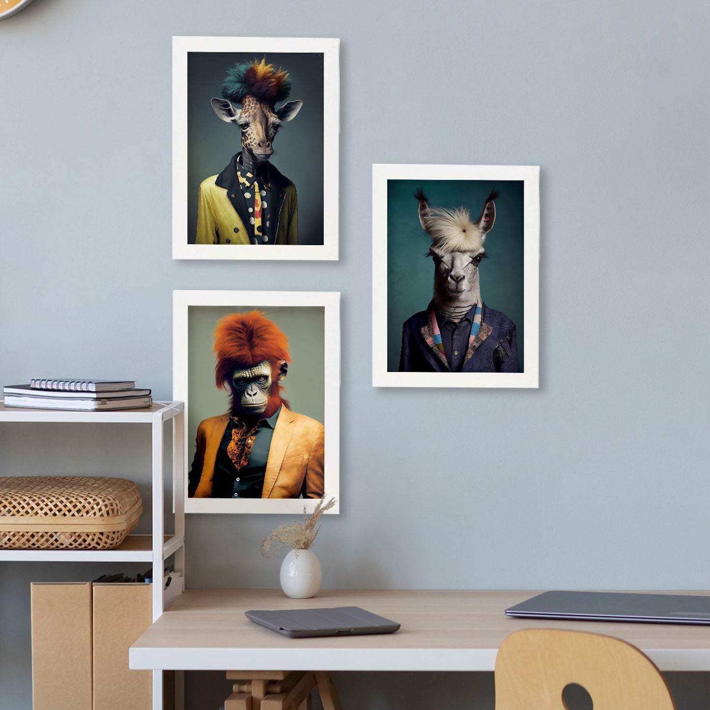 Nacnic Human Animal Girafe Llama Orangután. Estampados de arte de pared estético para el diseño de dormitorio o sala de estar-Artwork-Nacnic-Nacnic Estudio SL