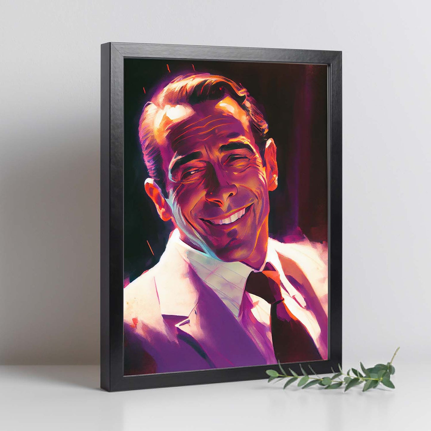 Nacnic Humphrey Bogart sonriendo estilo dinámico de estilo Pixar d. Estampados de arte de pared estético para el diseño de dormitorio o sala de estar.-Artwork-Nacnic-Nacnic Estudio SL