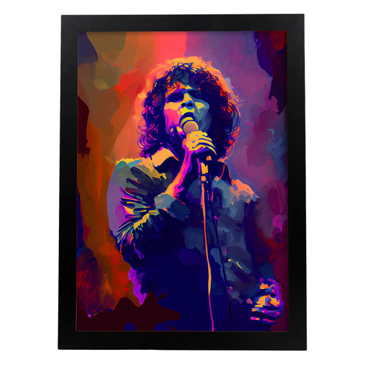 Nacnic Jim Morrison cantando y actuando al estilo Pixar Dyna. Estampados de arte de pared estético para el diseño de dormitorio o sala de estar.-Artwork-Nacnic-A4-Sin marco-Nacnic Estudio SL