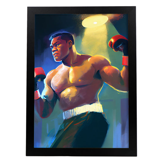 Nacnic Joe Louis ganando una figura dinámica de estilo Fight Pixar. Estampados de arte de pared estético para el diseño de dormitorio o sala de estar.-Artwork-Nacnic-A4-Sin marco-Nacnic Estudio SL