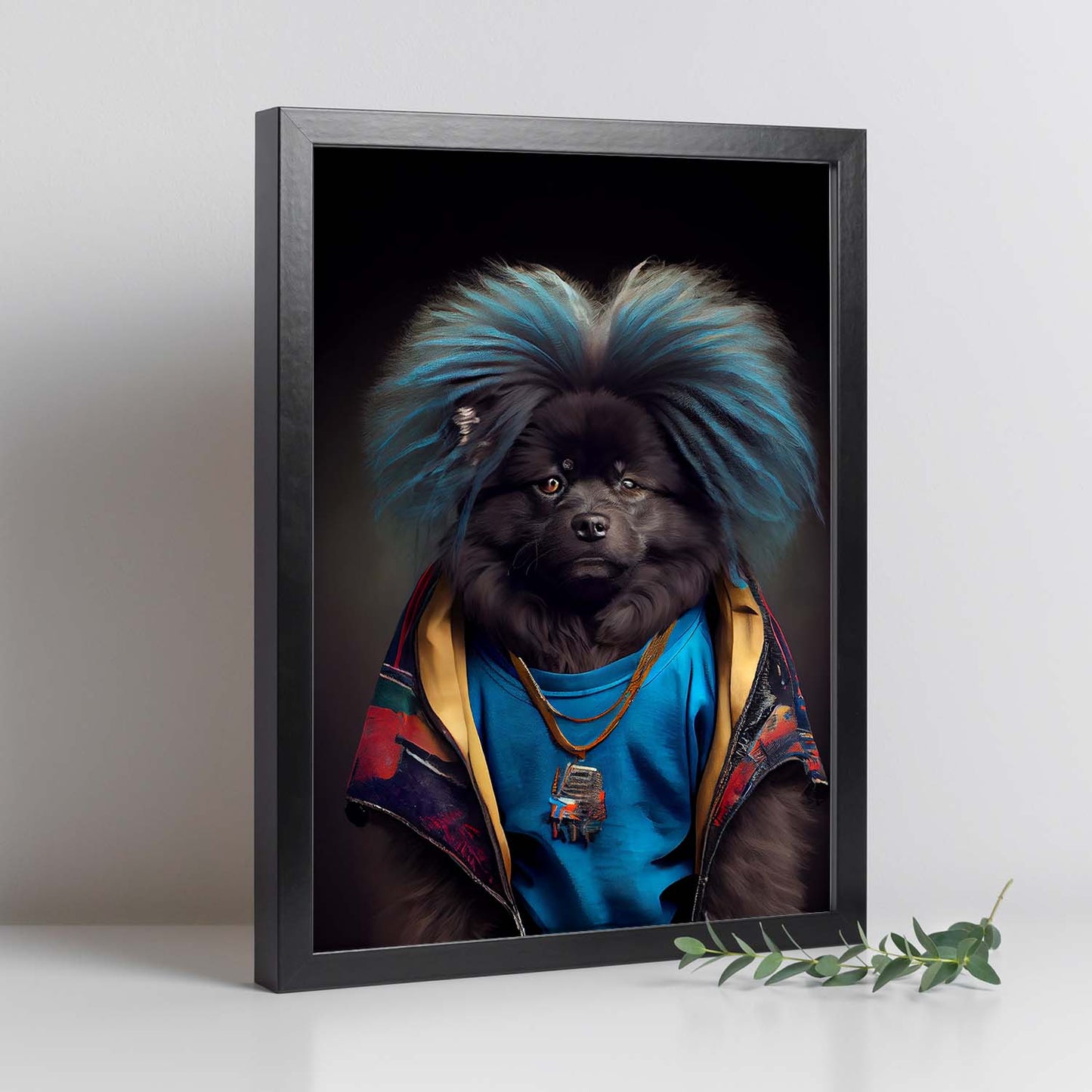 Nacnic Keeshond vestido con ropa humana. Estampados de arte de pared estético para el diseño de dormitorio o sala de estar.-Artwork-Nacnic-Nacnic Estudio SL