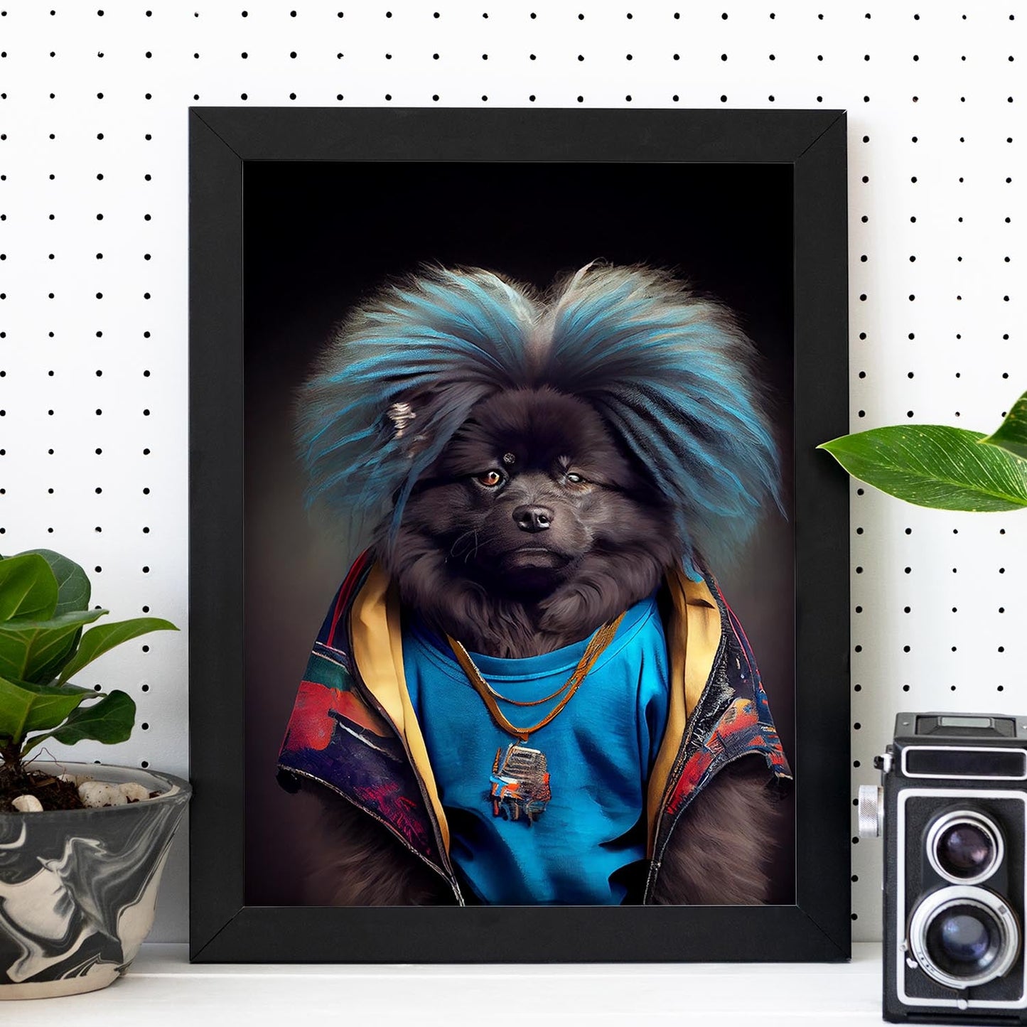 Nacnic Keeshond vestido con ropa humana. Estampados de arte de pared estético para el diseño de dormitorio o sala de estar.-Artwork-Nacnic-Nacnic Estudio SL