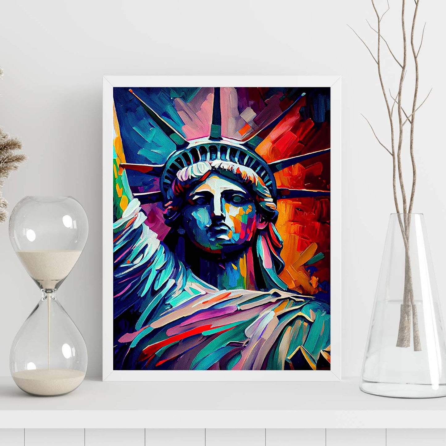 Nacnic La Estatua de la Libertad de Nueva York, el petróleo de los Estados Unidos, Pai. Estampados de arte de pared estético para el diseño de dormitorio o sala de estar.-Artwork-Nacnic-Nacnic Estudio SL
