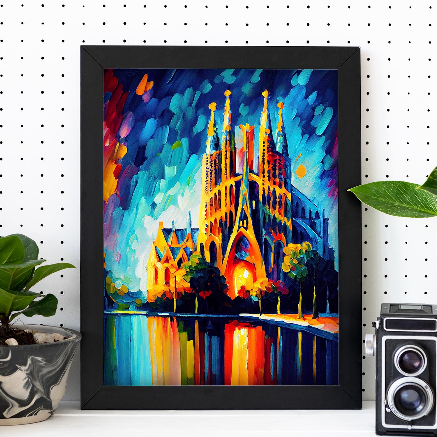 Nacnic La Sagrada Familia Barcelona España Pintura al óleo Brus. Estampados de arte de pared estético para el diseño de dormitorio o sala de estar.-Artwork-Nacnic-Nacnic Estudio SL