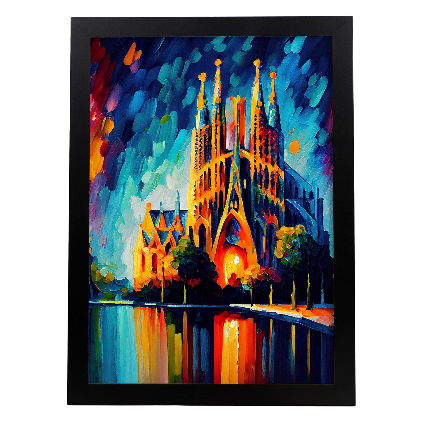 Nacnic La Sagrada Familia Barcelona España Pintura al óleo Brus. Estampados de arte de pared estético para el diseño de dormitorio o sala de estar.-Artwork-Nacnic-A4-Sin marco-Nacnic Estudio SL