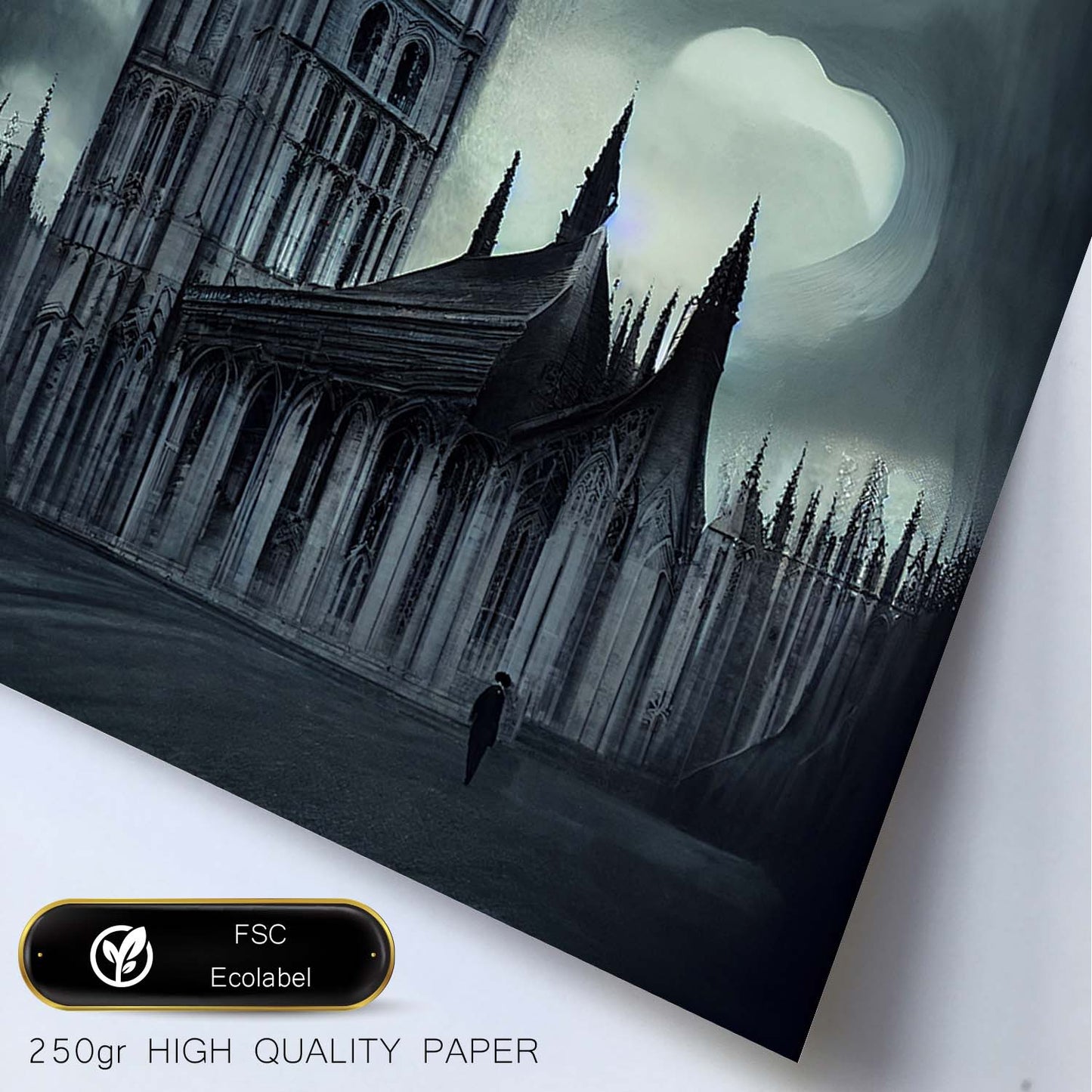 Nacnic Lámina Abadía de Westminster Decidido al estilo de T. Burton. Ilustraciones de monumentos, ciudades, paises inspiradas en arte gótico y oscuro. Diseño y Decoración de Interiores.-Artwork-Nacnic-Nacnic Estudio SL