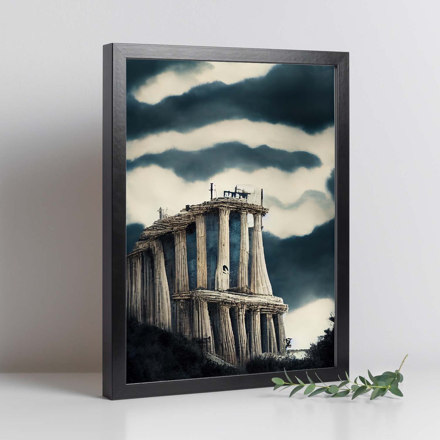 Nacnic Lámina Acrópolis de Atenas Generoso al estilo de T. Burton. Ilustraciones de monumentos, ciudades, paises inspiradas en arte gótico y oscuro. Diseño y Decoración de Interiores.-Artwork-Nacnic-Nacnic Estudio SL