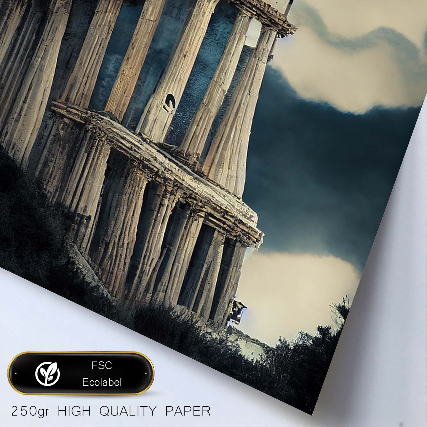 Nacnic Lámina Acrópolis de Atenas Generoso al estilo de T. Burton. Ilustraciones de monumentos, ciudades, paises inspiradas en arte gótico y oscuro. Diseño y Decoración de Interiores.-Artwork-Nacnic-Nacnic Estudio SL