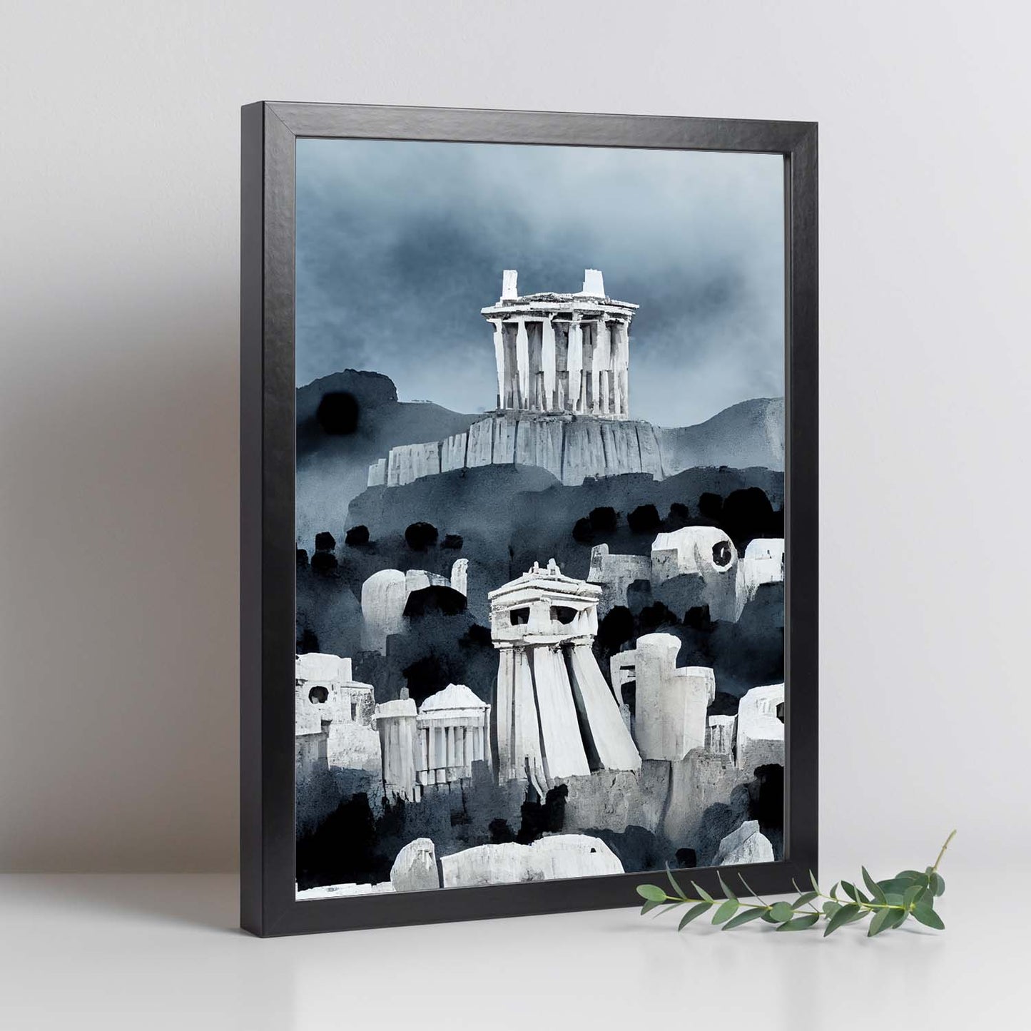 Nacnic Lámina Acrópolis Humilde al estilo de T. Burton. Ilustraciones de monumentos, ciudades, paises inspiradas en arte gótico y oscuro. Diseño y Decoración de Interiores.-Artwork-Nacnic-Nacnic Estudio SL