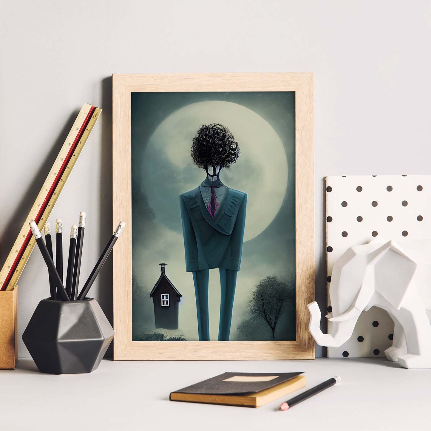 Nacnic Lámina Agente inmobiliario Cariñoso al estilo de T. Burton. Ilustraciones de profesiones y oficios inspiradas en arte gótico y oscuro. Diseño y Decoración de Interiores.-Artwork-Nacnic-Nacnic Estudio SL