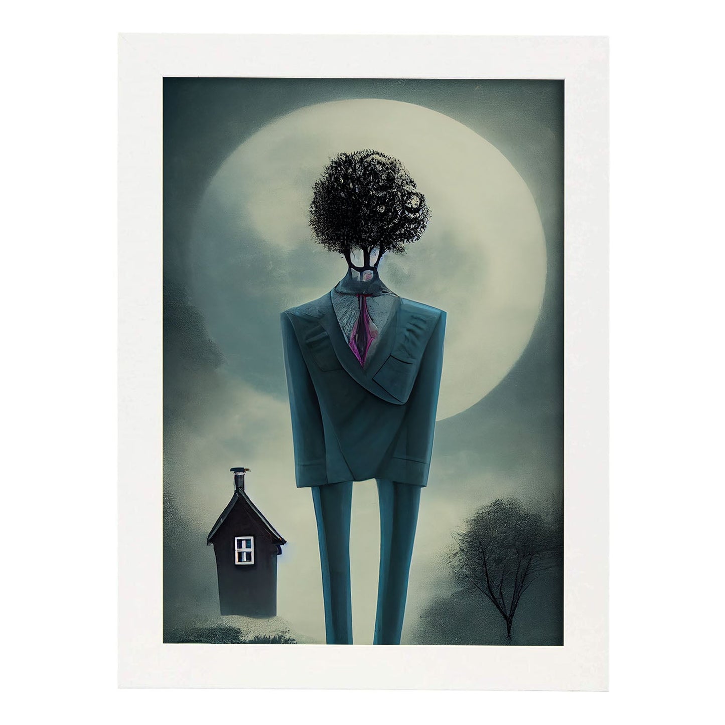 Nacnic Lámina Agente inmobiliario Cariñoso al estilo de T. Burton. Ilustraciones de profesiones y oficios inspiradas en arte gótico y oscuro. Diseño y Decoración de Interiores.-Artwork-Nacnic-A4-Marco Blanco-Nacnic Estudio SL