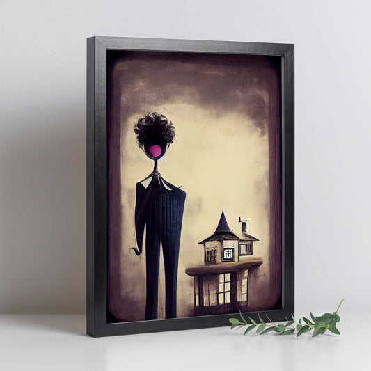 Nacnic Lámina Agente inmobiliario Creativo al estilo de T. Burton. Ilustraciones de profesiones y oficios inspiradas en arte gótico y oscuro. Diseño y Decoración de Interiores.-Artwork-Nacnic-Nacnic Estudio SL