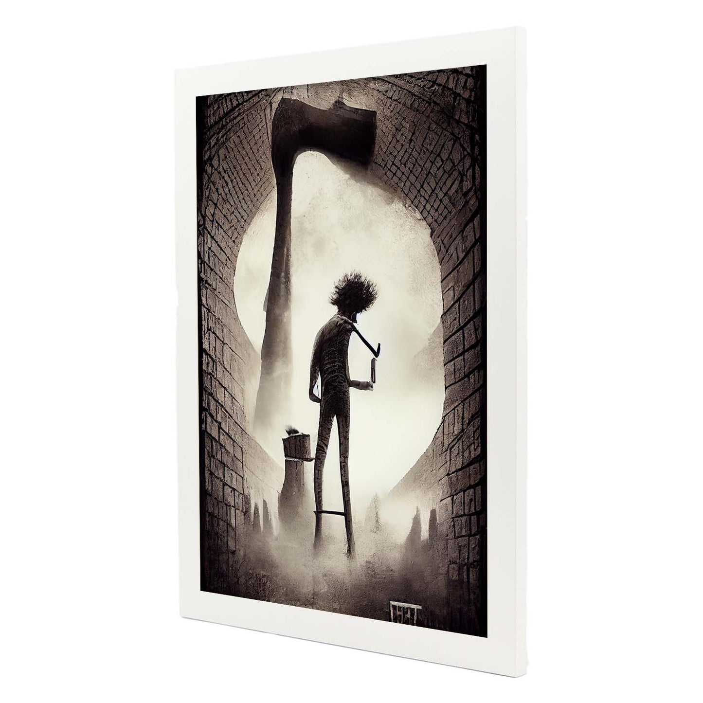 Nacnic Lámina Albañil Cariñoso al estilo de T. Burton. Ilustraciones de profesiones y oficios inspiradas en arte gótico y oscuro. Diseño y Decoración de Interiores.-Artwork-Nacnic-Nacnic Estudio SL