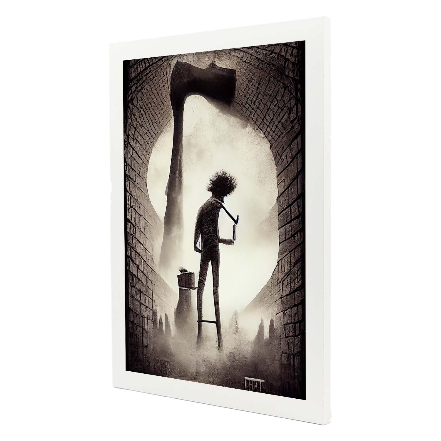 Nacnic Lámina Albañil Cariñoso al estilo de T. Burton. Ilustraciones de profesiones y oficios inspiradas en arte gótico y oscuro. Diseño y Decoración de Interiores.-Artwork-Nacnic-Nacnic Estudio SL