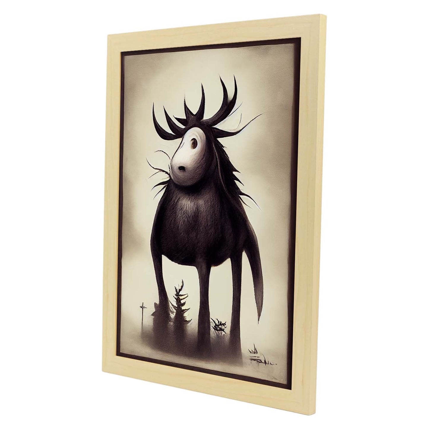 Nacnic Lámina Alce Cooperativo estilo T. Burton. Ilustraciones y pósters de animales inspirados en el arte gótico y oscuro de Burton. Diseño y Decoración de Interiores.-Artwork-Nacnic-Nacnic Estudio SL