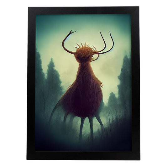 Nacnic Lámina Alce Creativo estilo T. Burton. Ilustraciones y pósters de animales inspirados en el arte gótico y oscuro de Burton. Diseño y Decoración de Interiores.-Artwork-Nacnic-A4-Sin marco-Nacnic Estudio SL