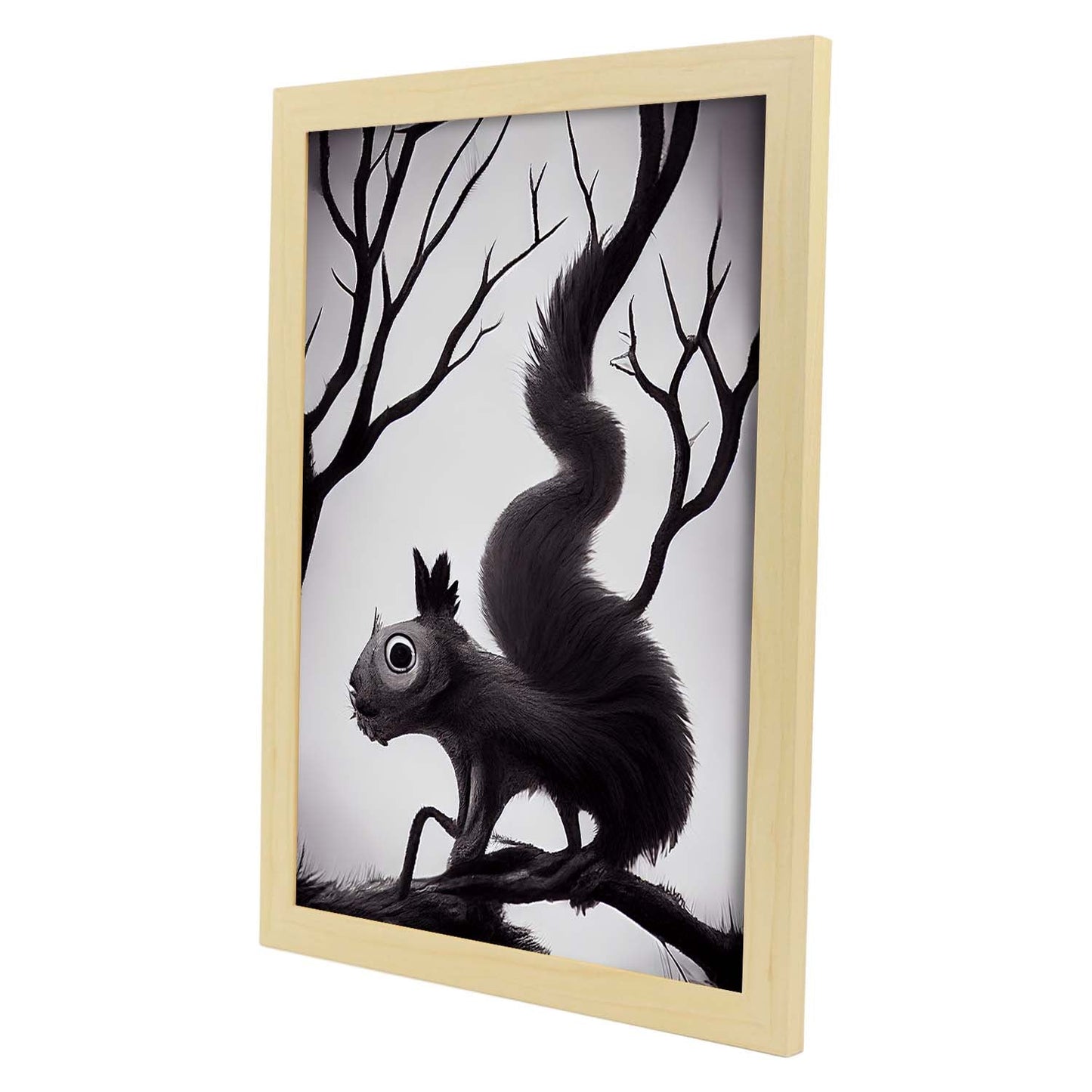 Nacnic Lámina Ardilla Dependiente estilo T. Burton. Ilustraciones y pósters de animales inspirados en el arte gótico y oscuro de Burton. Diseño y Decoración de Interiores.-Artwork-Nacnic-Nacnic Estudio SL