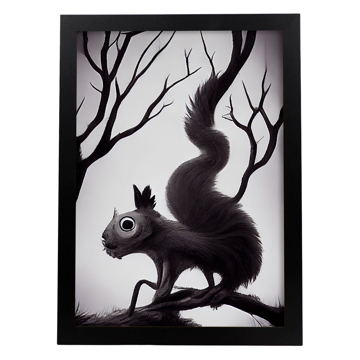 Nacnic Lámina Ardilla Dependiente estilo T. Burton. Ilustraciones y pósters de animales inspirados en el arte gótico y oscuro de Burton. Diseño y Decoración de Interiores.-Artwork-Nacnic-A4-Sin marco-Nacnic Estudio SL