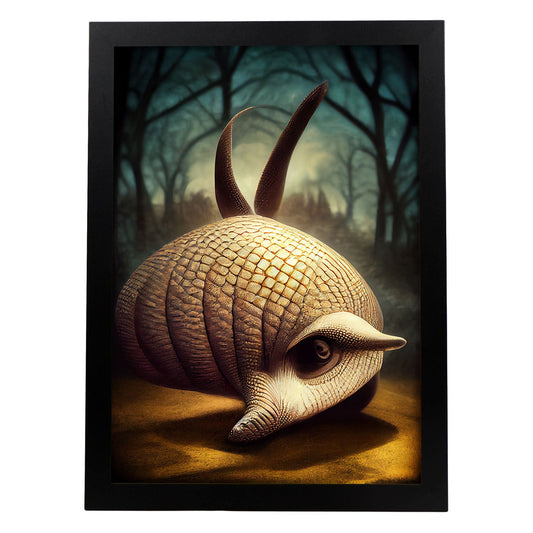 Nacnic Lámina Armadillo Racional estilo T. Burton. Ilustraciones y pósters de animales inspirados en el arte gótico y oscuro de Burton. Diseño y Decoración de Interiores.-Artwork-Nacnic-A4-Sin marco-Nacnic Estudio SL