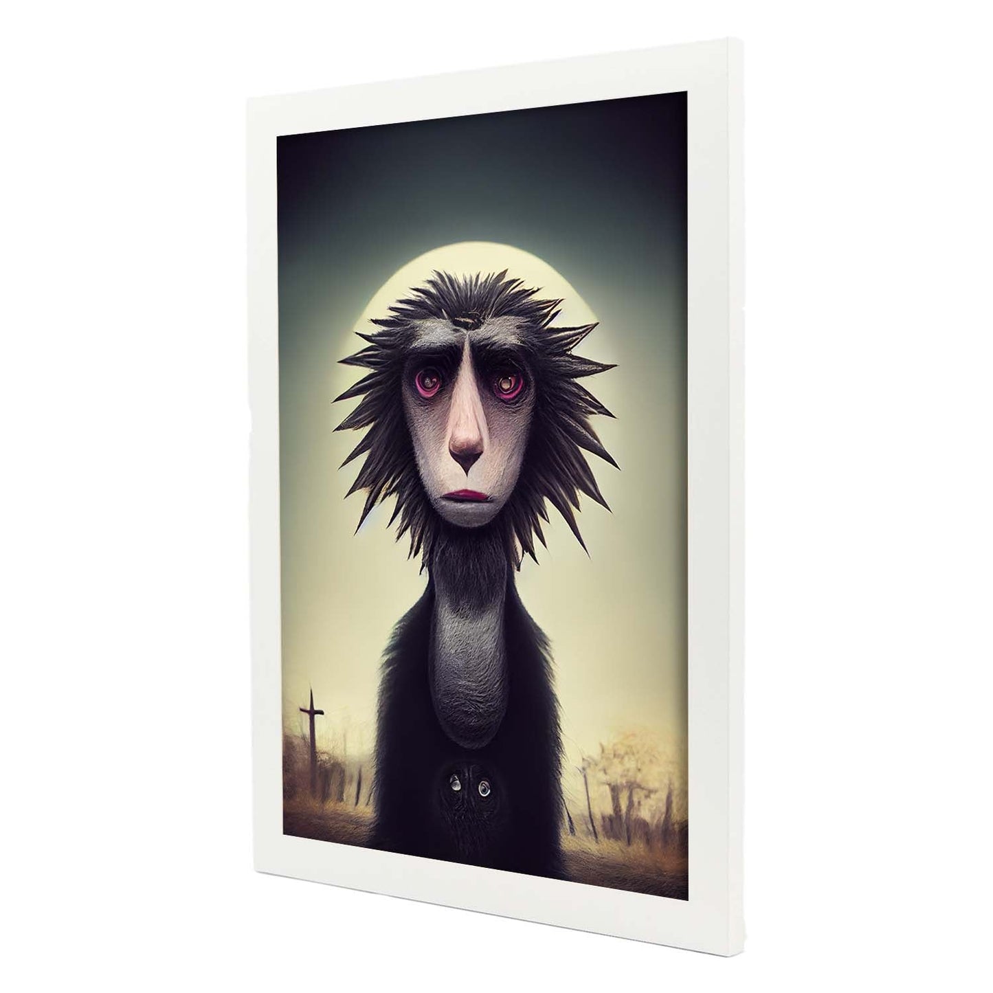 Nacnic Lámina Babuino Sociable estilo T. Burton. Ilustraciones y pósters de animales inspirados en el arte gótico y oscuro de Burton. Diseño y Decoración de Interiores.-Artwork-Nacnic-Nacnic Estudio SL
