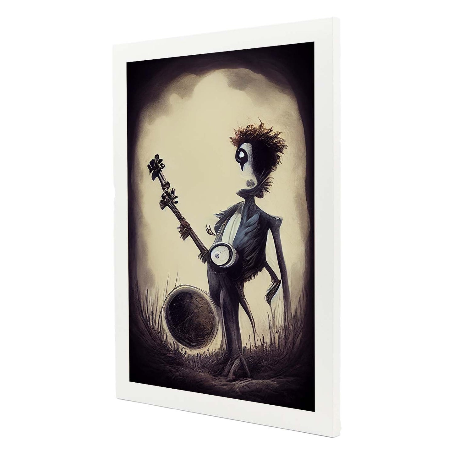 Nacnic Lámina Banjo humano Generoso al estilo de T. Burton. Ilustraciones de escenas y lugares inspiradas en arte gótico y oscuro. Diseño y Decoración de Interiores.-Artwork-Nacnic-Nacnic Estudio SL