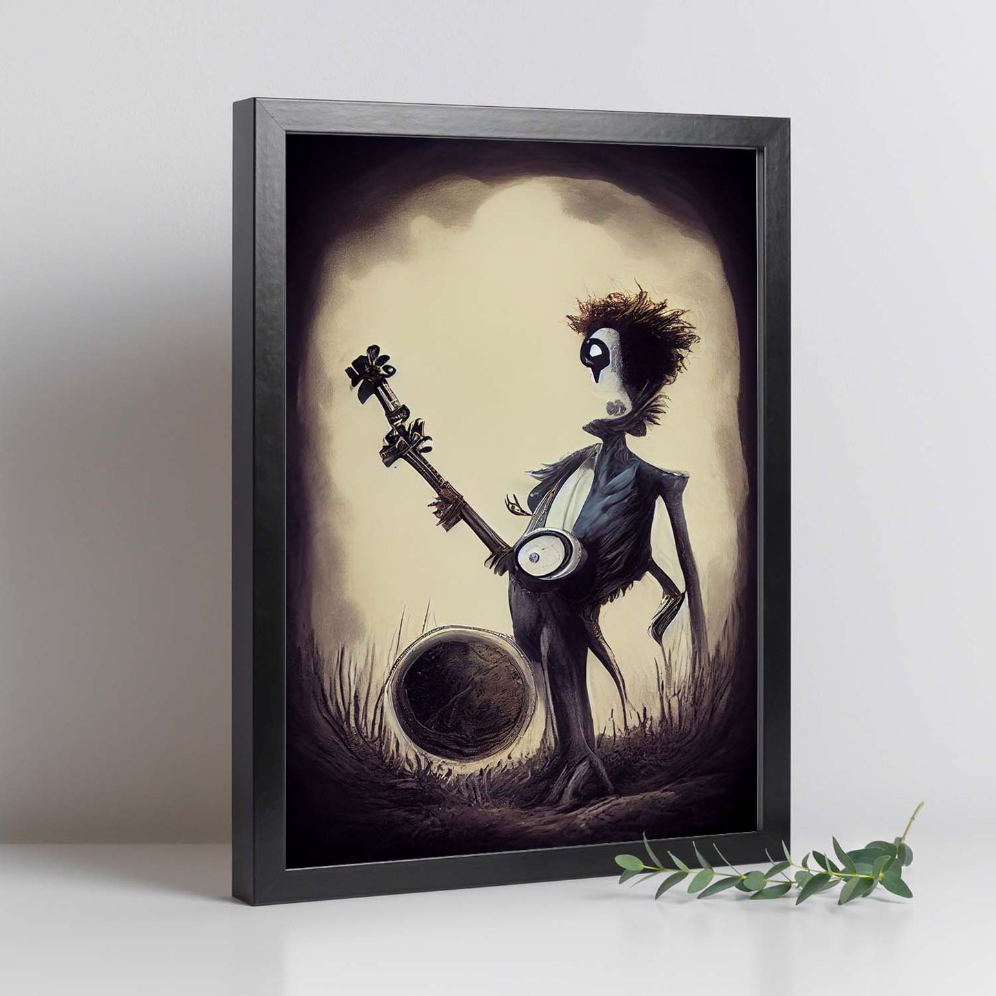 Nacnic Lámina Banjo humano Generoso al estilo de T. Burton. Ilustraciones de escenas y lugares inspiradas en arte gótico y oscuro. Diseño y Decoración de Interiores.-Artwork-Nacnic-Nacnic Estudio SL