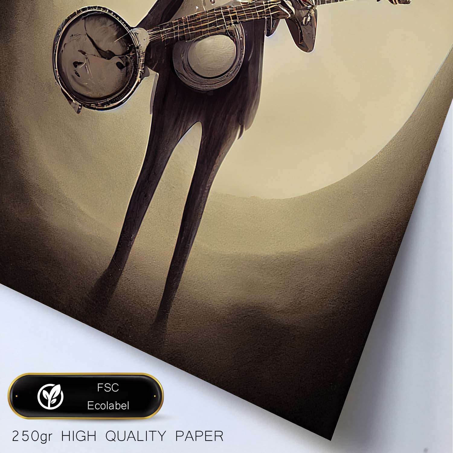 Nacnic Lámina Banjo Tolerante al estilo de T. Burton. Ilustraciones de escenas y lugares inspiradas en arte gótico y oscuro. Diseño y Decoración de Interiores.-Artwork-Nacnic-Nacnic Estudio SL