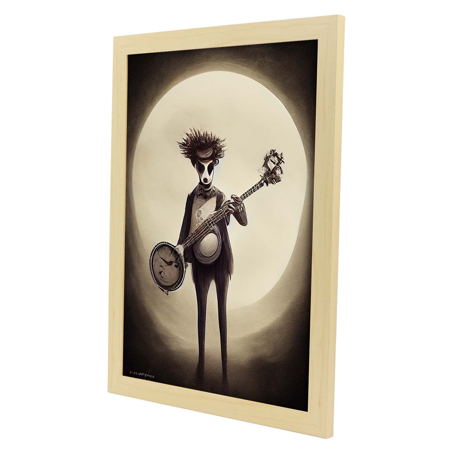 Nacnic Lámina Banjo Tolerante al estilo de T. Burton. Ilustraciones de escenas y lugares inspiradas en arte gótico y oscuro. Diseño y Decoración de Interiores.-Artwork-Nacnic-Nacnic Estudio SL