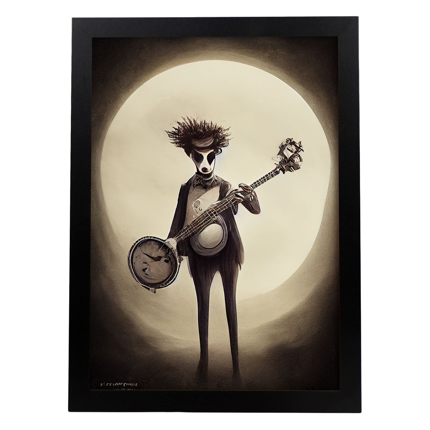 Nacnic Lámina Banjo Tolerante al estilo de T. Burton. Ilustraciones de escenas y lugares inspiradas en arte gótico y oscuro. Diseño y Decoración de Interiores.-Artwork-Nacnic-A4-Sin marco-Nacnic Estudio SL