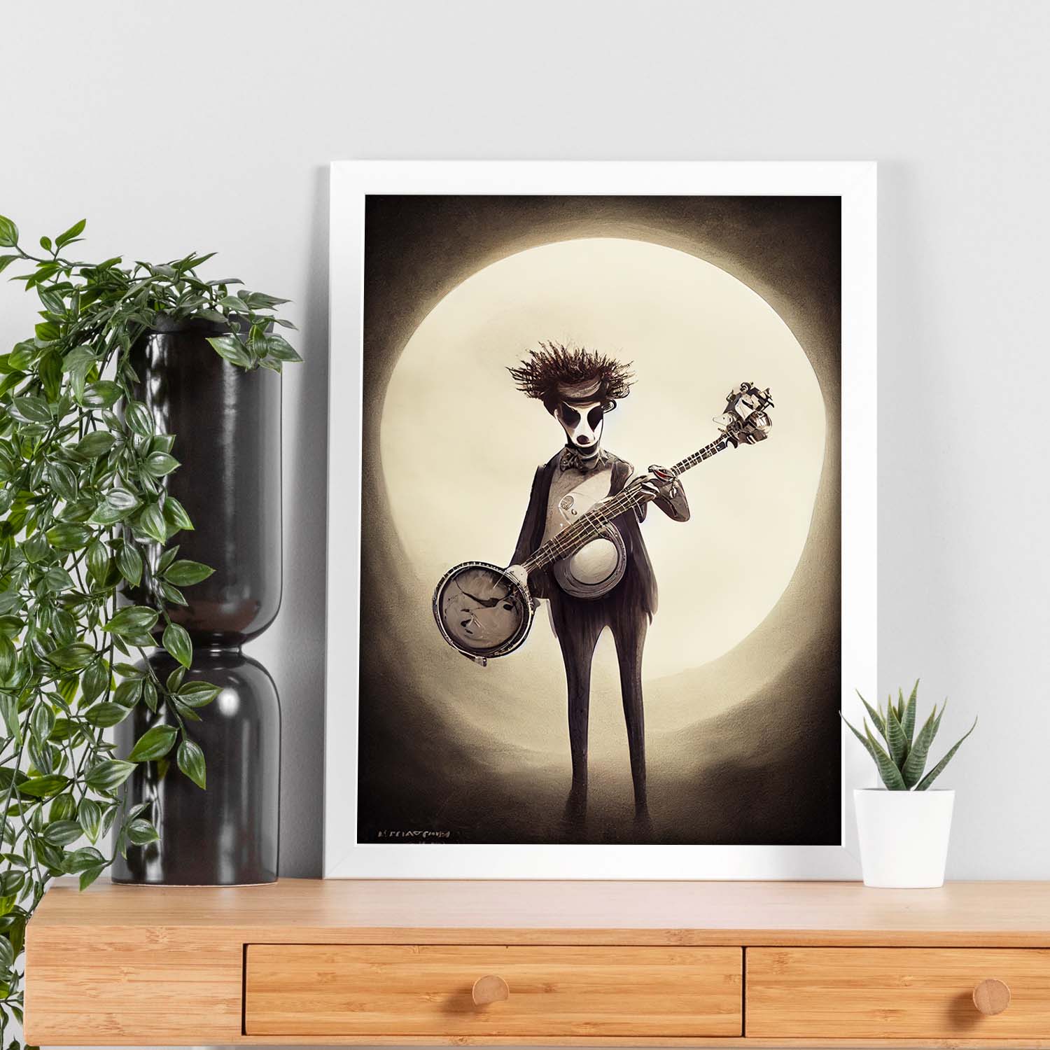 Nacnic Lámina Banjo Tolerante al estilo de T. Burton. Ilustraciones de escenas y lugares inspiradas en arte gótico y oscuro. Diseño y Decoración de Interiores.-Artwork-Nacnic-Nacnic Estudio SL