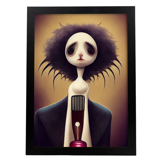 Nacnic Lámina Barbero Creativo al estilo de T. Burton. Ilustraciones de profesiones y oficios inspiradas en arte gótico y oscuro. Diseño y Decoración de Interiores.-Artwork-Nacnic-A4-Sin marco-Nacnic Estudio SL