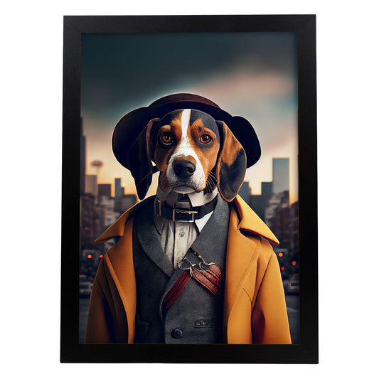 Nacnic Lámina Beagle a manchas Racional en estilo Fotografía a todo color. Divertidas ilustraciones realistas de animales con ropa humana. Diseño y Decoración de Interiores.-Artwork-Nacnic-A4-Sin marco-Nacnic Estudio SL