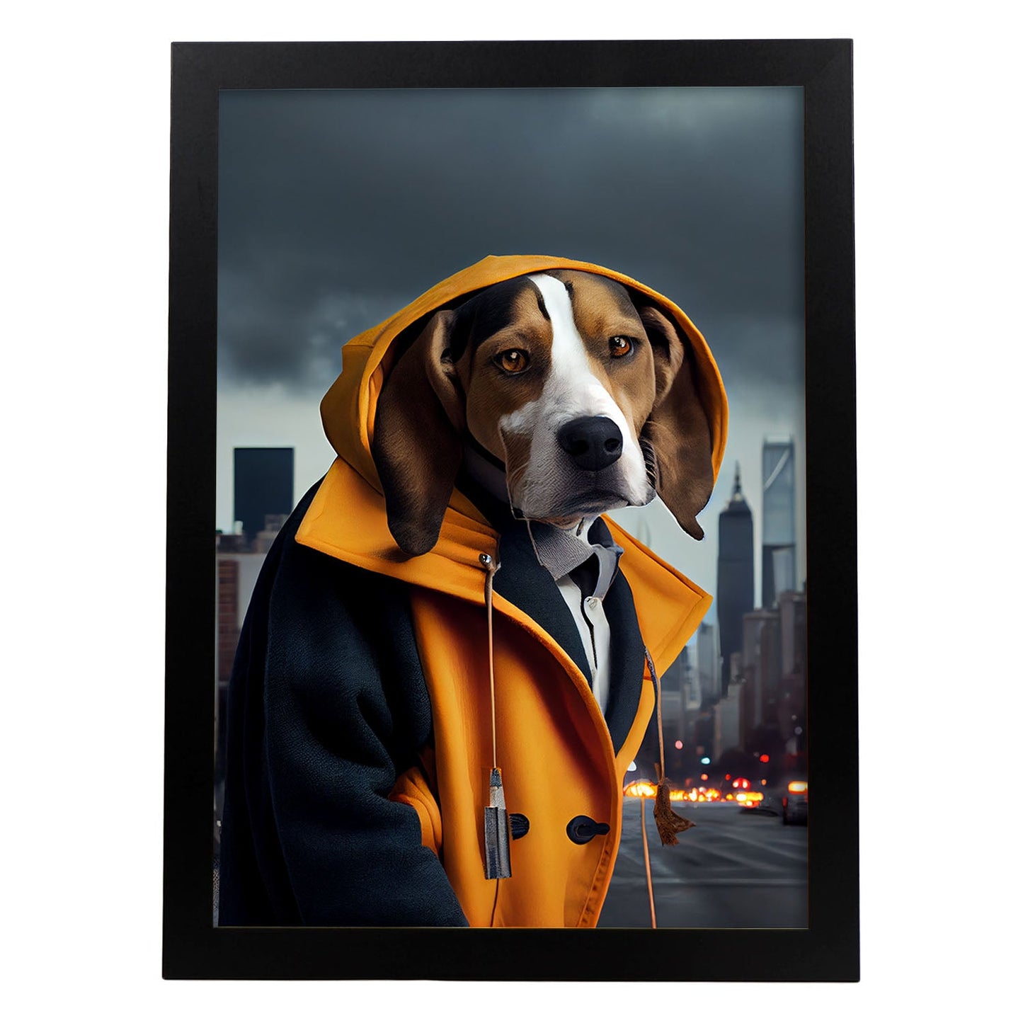Nacnic Lámina Beagle Compasivo en estilo Fotografía a todo color. Divertidas ilustraciones realistas de animales con ropa humana. Diseño y Decoración de Interiores.-Artwork-Nacnic-A4-Sin marco-Nacnic Estudio SL