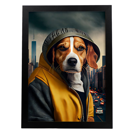 Nacnic Lámina Beagle Humilde en estilo Fotografía a todo color. Divertidas ilustraciones realistas de animales con ropa humana. Diseño y Decoración de Interiores.-Artwork-Nacnic-A4-Sin marco-Nacnic Estudio SL