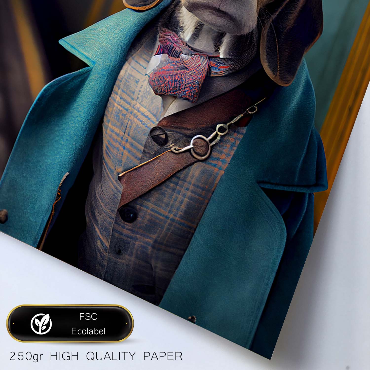 Nacnic Lámina Beagle Práctico en estilo Fotografía a todo color. Divertidas ilustraciones realistas de animales con ropa humana. Diseño y Decoración de Interiores.-Artwork-Nacnic-Nacnic Estudio SL