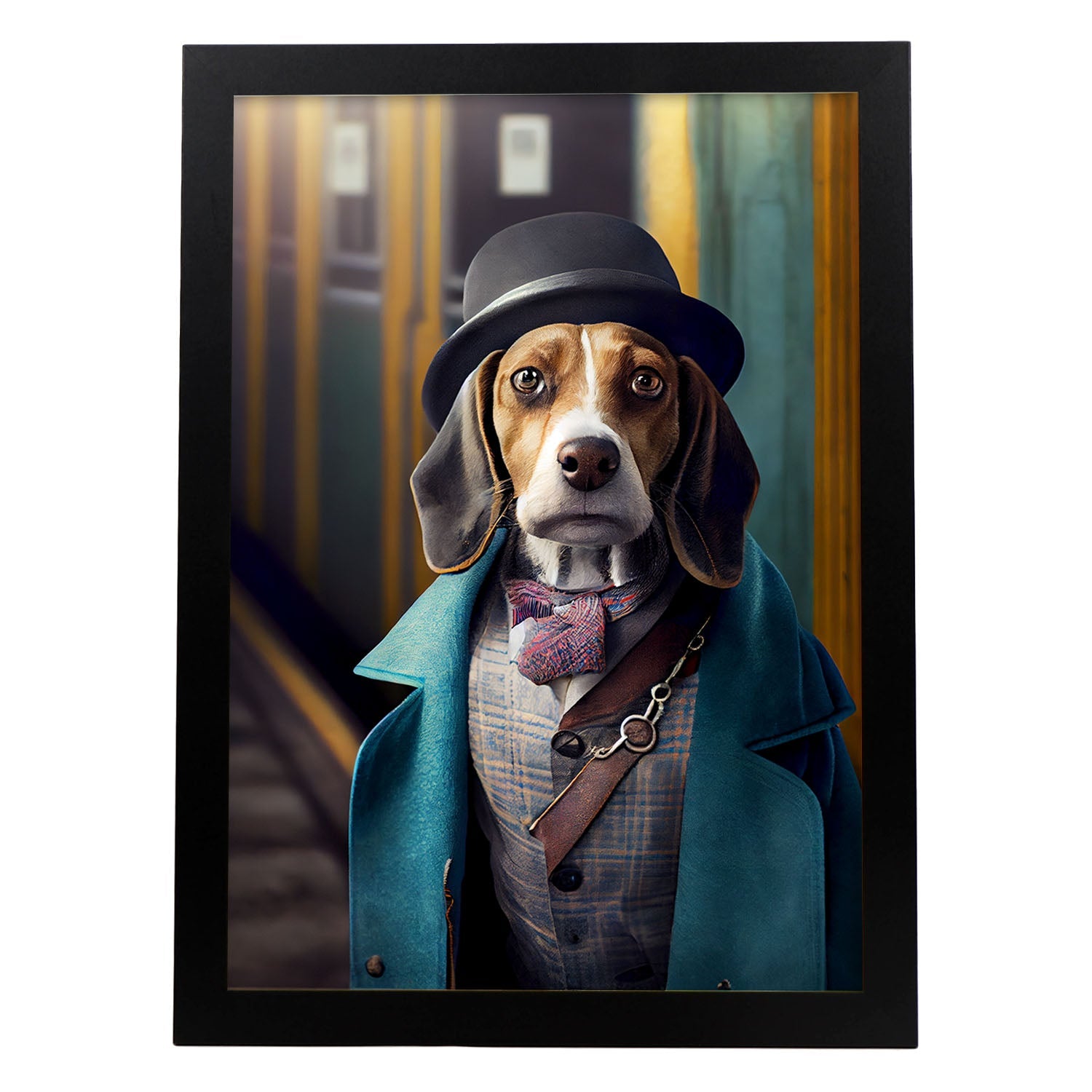 Nacnic Lámina Beagle Práctico en estilo Fotografía a todo color. Divertidas ilustraciones realistas de animales con ropa humana. Diseño y Decoración de Interiores.-Artwork-Nacnic-A4-Sin marco-Nacnic Estudio SL