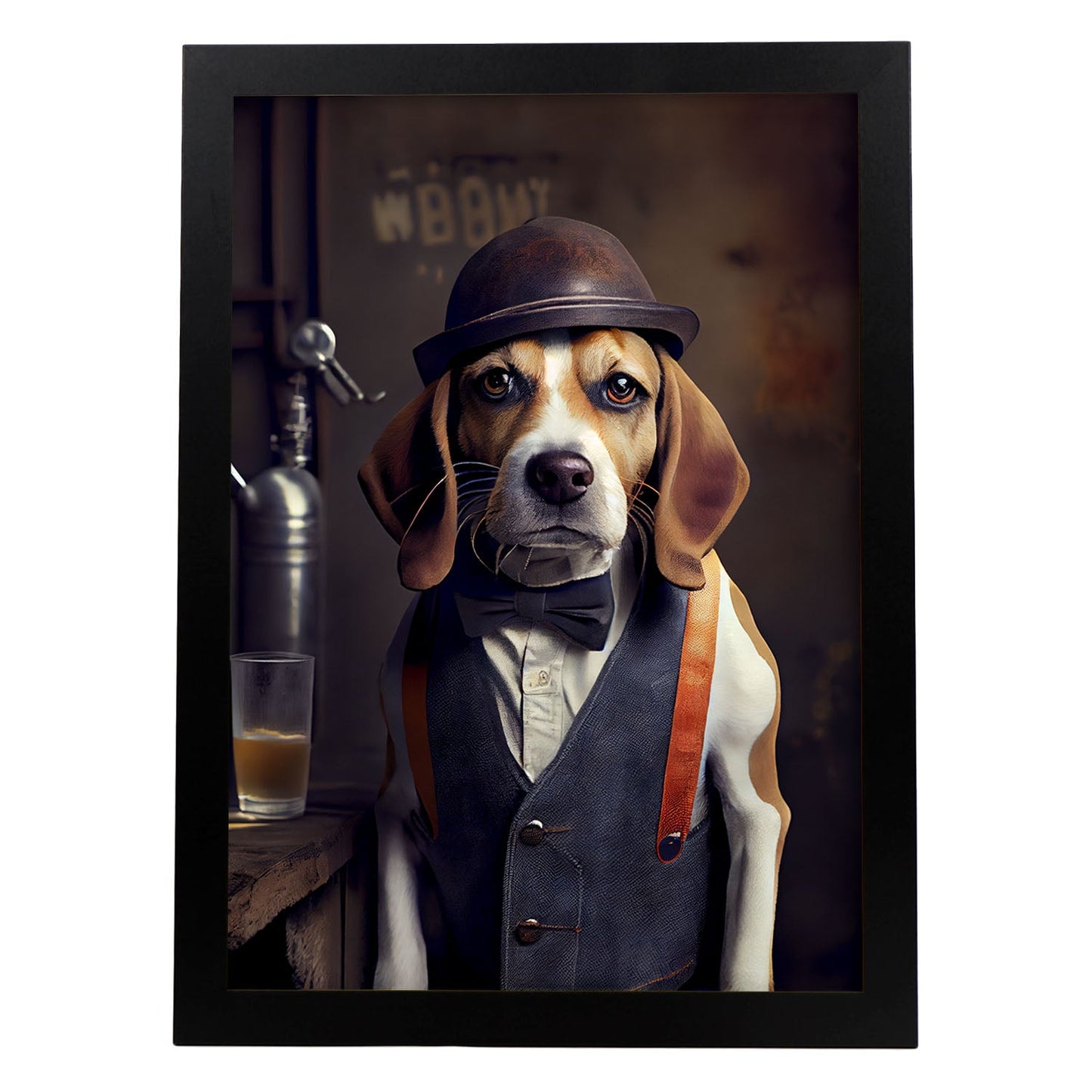 Nacnic Lámina Beagle Valiente en estilo Fotografía a todo color. Divertidas ilustraciones realistas de animales con ropa humana. Diseño y Decoración de Interiores.-Artwork-Nacnic-A4-Sin marco-Nacnic Estudio SL