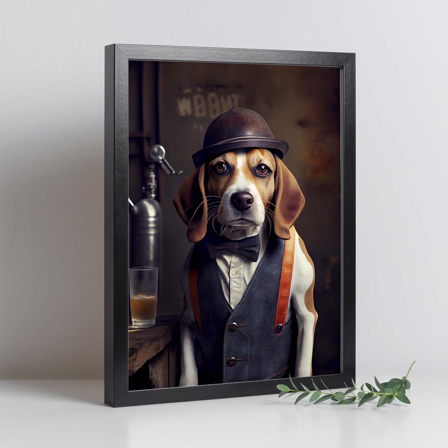 Nacnic Lámina Beagle Valiente en estilo Fotografía a todo color. Divertidas ilustraciones realistas de animales con ropa humana. Diseño y Decoración de Interiores.-Artwork-Nacnic-Nacnic Estudio SL