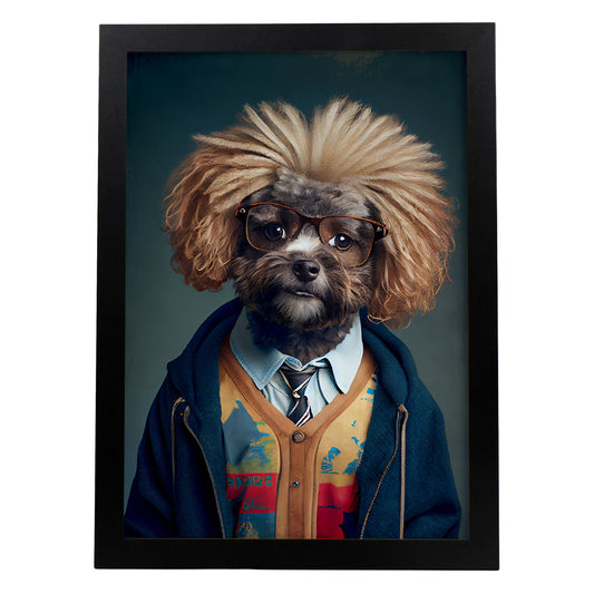 Nacnic Lámina Bichón maltés Audaz en estilo Fotografía a todo color. Divertidas ilustraciones realistas de animales con ropa humana. Diseño y Decoración de Interiores.-Artwork-Nacnic-A4-Sin marco-Nacnic Estudio SL