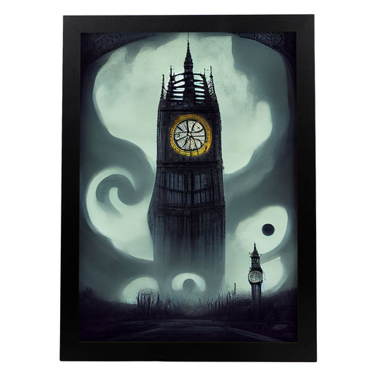 Nacnic Lámina Big Ben Energético al estilo de T. Burton. Ilustraciones de monumentos, ciudades, paises inspiradas en arte gótico y oscuro. Diseño y Decoración de Interiores.-Artwork-Nacnic-A4-Sin marco-Nacnic Estudio SL