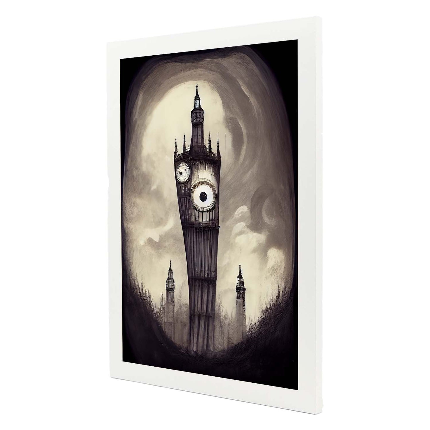 Nacnic Lámina Big Ben Paciente al estilo de T. Burton. Ilustraciones de monumentos, ciudades, paises inspiradas en arte gótico y oscuro. Diseño y Decoración de Interiores.-Artwork-Nacnic-Nacnic Estudio SL