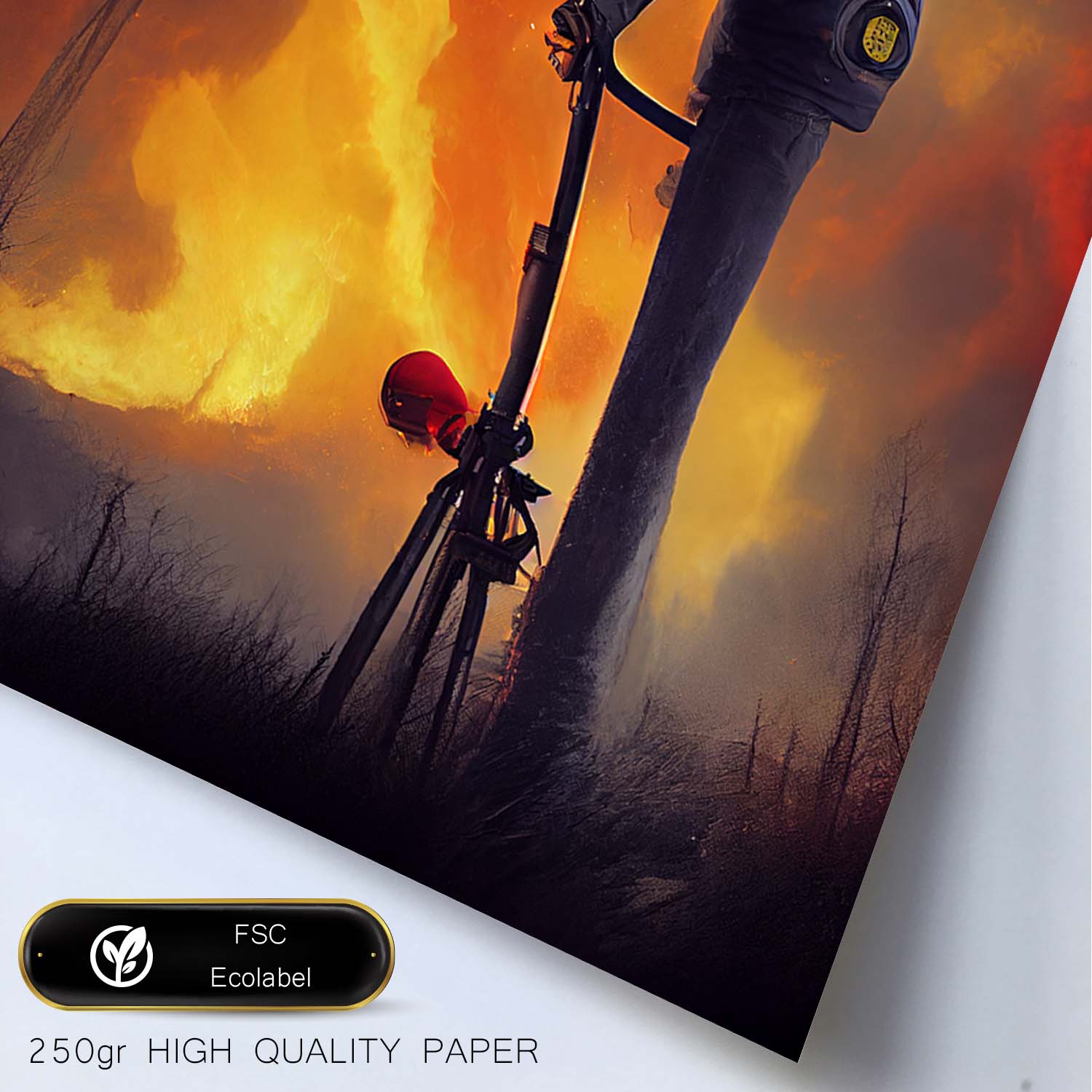 Nacnic Lámina Bombero Amable al estilo de T. Burton. Ilustraciones de profesiones y oficios inspiradas en arte gótico y oscuro. Diseño y Decoración de Interiores.-Artwork-Nacnic-Nacnic Estudio SL