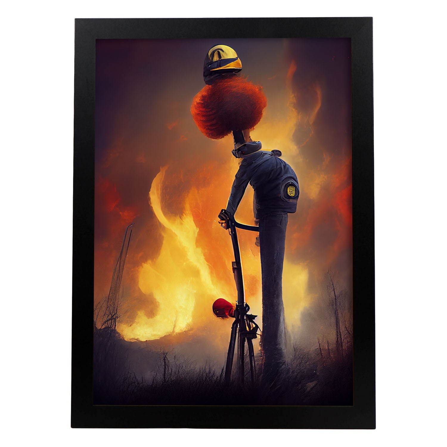 Nacnic Lámina Bombero Amable al estilo de T. Burton. Ilustraciones de profesiones y oficios inspiradas en arte gótico y oscuro. Diseño y Decoración de Interiores.-Artwork-Nacnic-A3-Sin marco-Nacnic Estudio SL