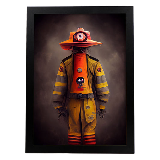 Nacnic Lámina Bombero Sensible al estilo de T. Burton. Ilustraciones de profesiones y oficios inspiradas en arte gótico y oscuro. Diseño y Decoración de Interiores.-Artwork-Nacnic-A4-Sin marco-Nacnic Estudio SL