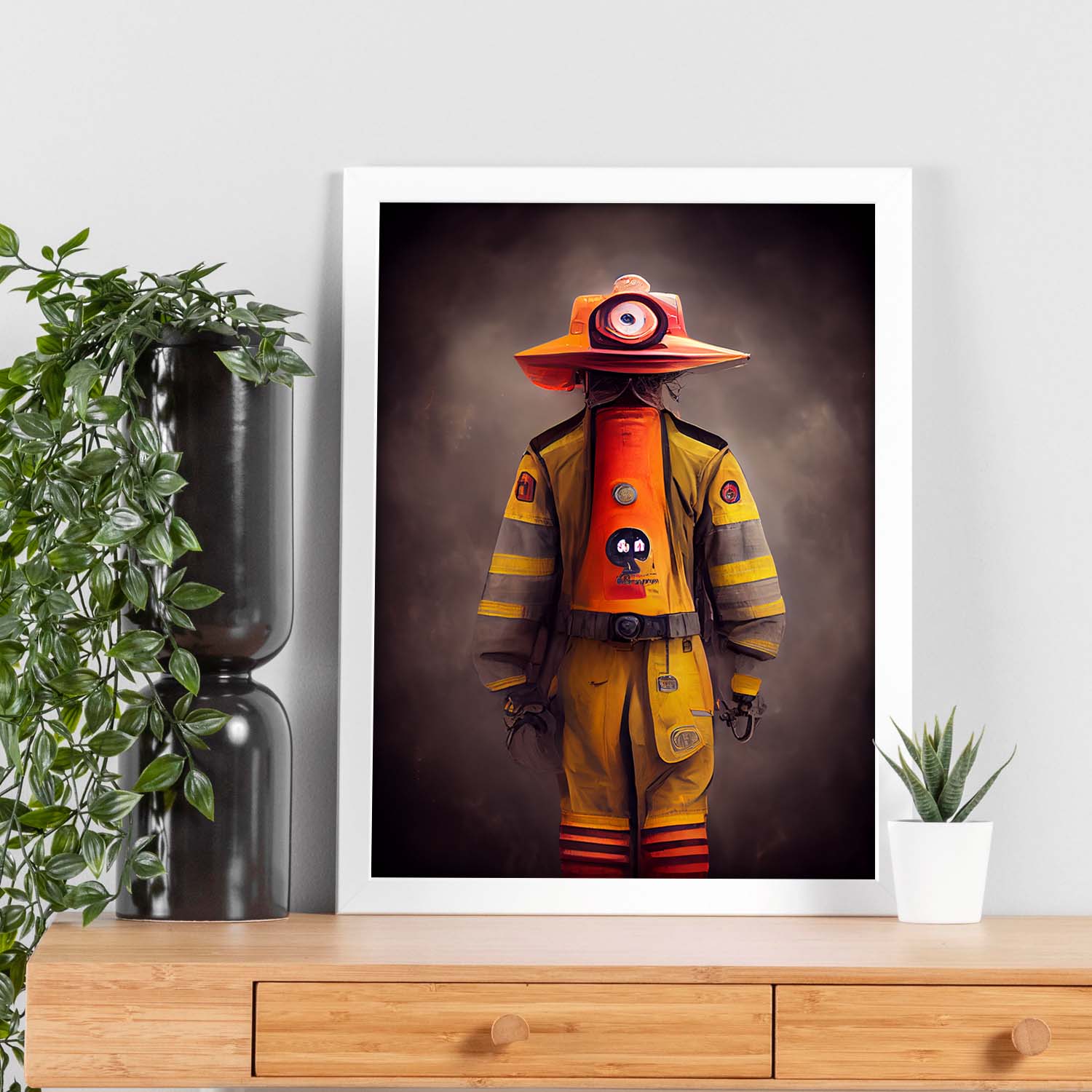Nacnic Lámina Bombero Sensible al estilo de T. Burton. Ilustraciones de profesiones y oficios inspiradas en arte gótico y oscuro. Diseño y Decoración de Interiores.-Artwork-Nacnic-Nacnic Estudio SL