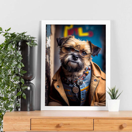 Nacnic Lámina Border Terrier Amable en estilo Fotografía a todo color. Divertidas ilustraciones realistas de animales con ropa humana. Diseño y Decoración de Interiores.-Artwork-Nacnic-Nacnic Estudio SL