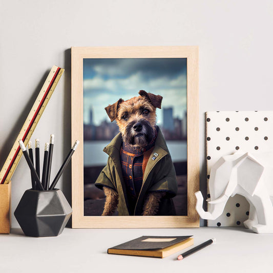 Nacnic Lámina Border Terrier Confiado en estilo Fotografía a todo color. Divertidas ilustraciones realistas de animales con ropa humana. Diseño y Decoración de Interiores.-Artwork-Nacnic-Nacnic Estudio SL